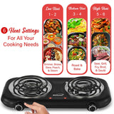 Brentwood Double-Coiled 1100-Watt Countertop Electric Burner with Temperature Control and Power Indicator Light, Black
