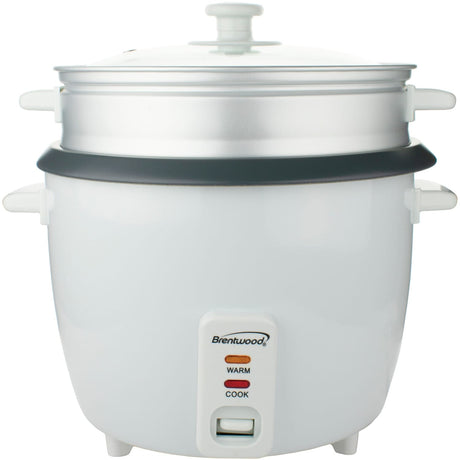 Brentwood 10-Cups Cooked/20-Cups Uncooked Electric Rice Cooker with Steamer, White