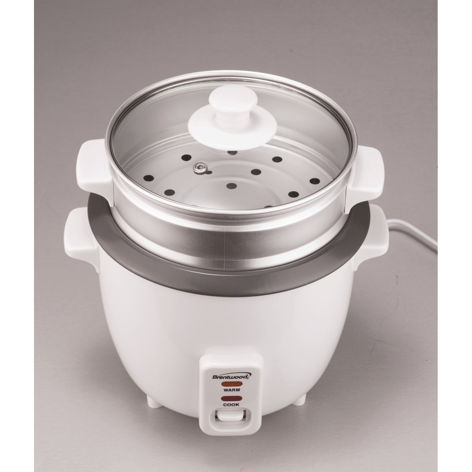 Brentwood 10-Cups Cooked/20-Cups Uncooked Electric Rice Cooker with Steamer, White