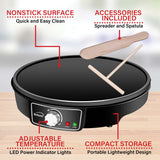 Brentwood 1000-Watt 12-In. Electric Nonstick Crepe Pancake Maker and Griddle with Spatula and Spreader