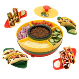 Brentwood Heated Taco Bar Serving Set, 4 Taco Holders, 20-Oz. Warming Pot, 6 Filling Trays, and Spinning Lazy Susan for Sharing
