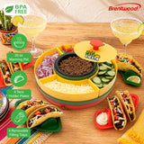 Brentwood Heated Taco Bar Serving Set, 4 Taco Holders, 20-Oz. Warming Pot, 6 Filling Trays, and Spinning Lazy Susan for Sharing