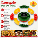 Brentwood Heated Taco Bar Serving Set, 4 Taco Holders, 20-Oz. Warming Pot, 6 Filling Trays, and Spinning Lazy Susan for Sharing