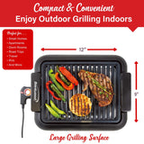 Brentwood 1200-Watt 12.6-In. x 10-In. Electric Smokeless Indoor Grill with Ceramic Nonstick Surface, Black