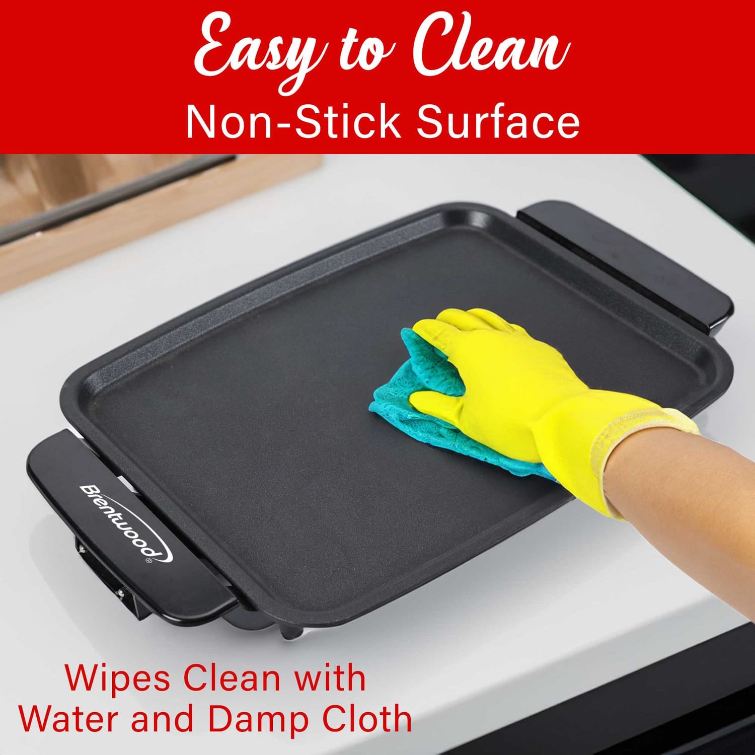 Brentwood 12-In. x 10-In. 1200-Watt Electric Griddle with Ceramic Non-Stick Coating, Black