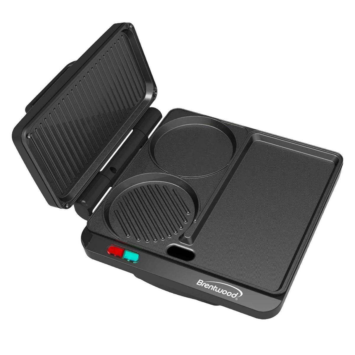 Brentwood 1000-Watt Multipurpose Sandwich Maker and Hamburger Grill with Burger Press, Ceramic Nonstick Surface, and Cool-Touch Housing