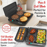 Brentwood 1000-Watt Multipurpose Sandwich Maker and Hamburger Grill with Burger Press, Ceramic Nonstick Surface, and Cool-Touch Housing