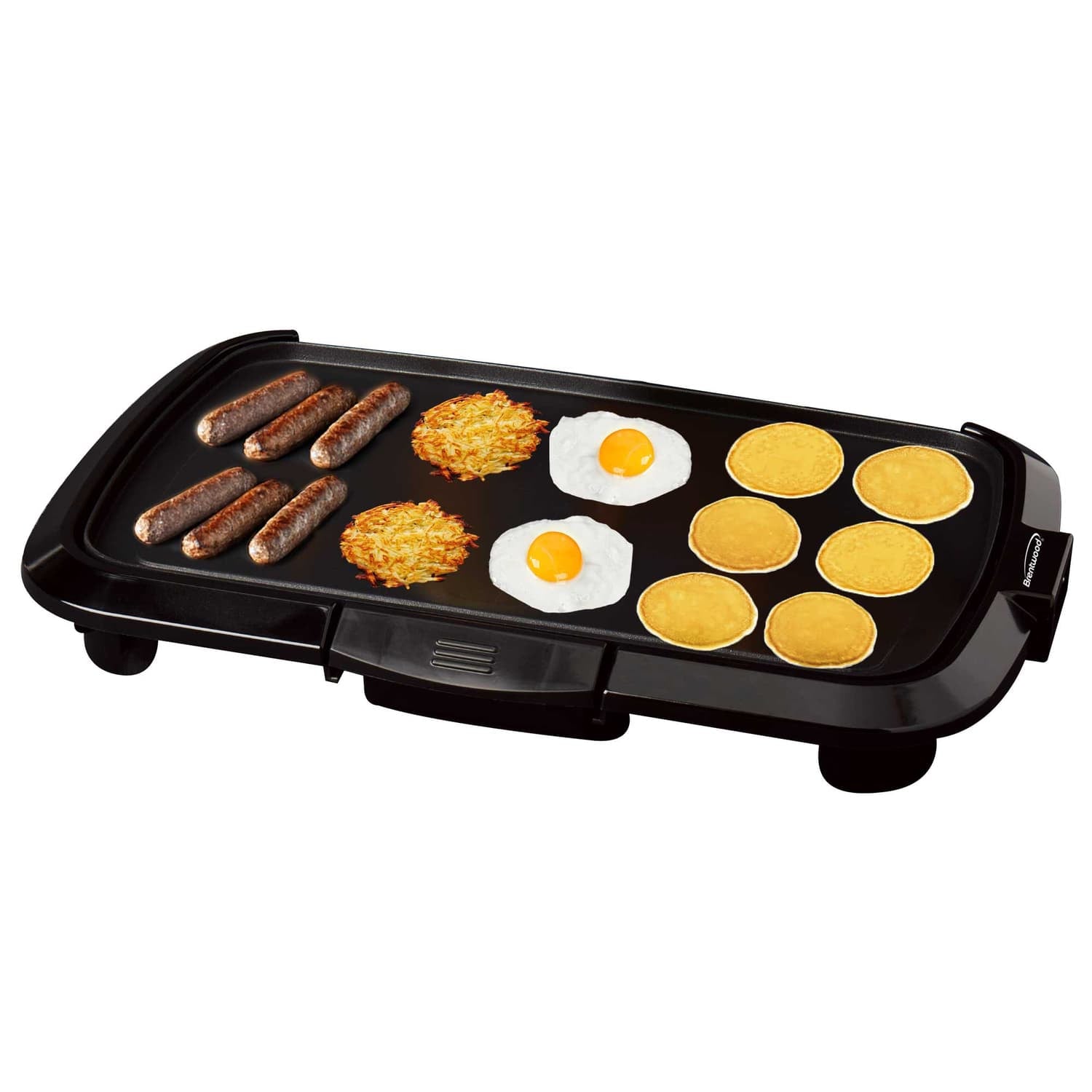 Brentwood TS-821 1200-Watt Non-Stick Electric Griddle with Drip Tray, Adjustable Temperature, and Cool-Touch Handles, 16 In. x 10 In., Black