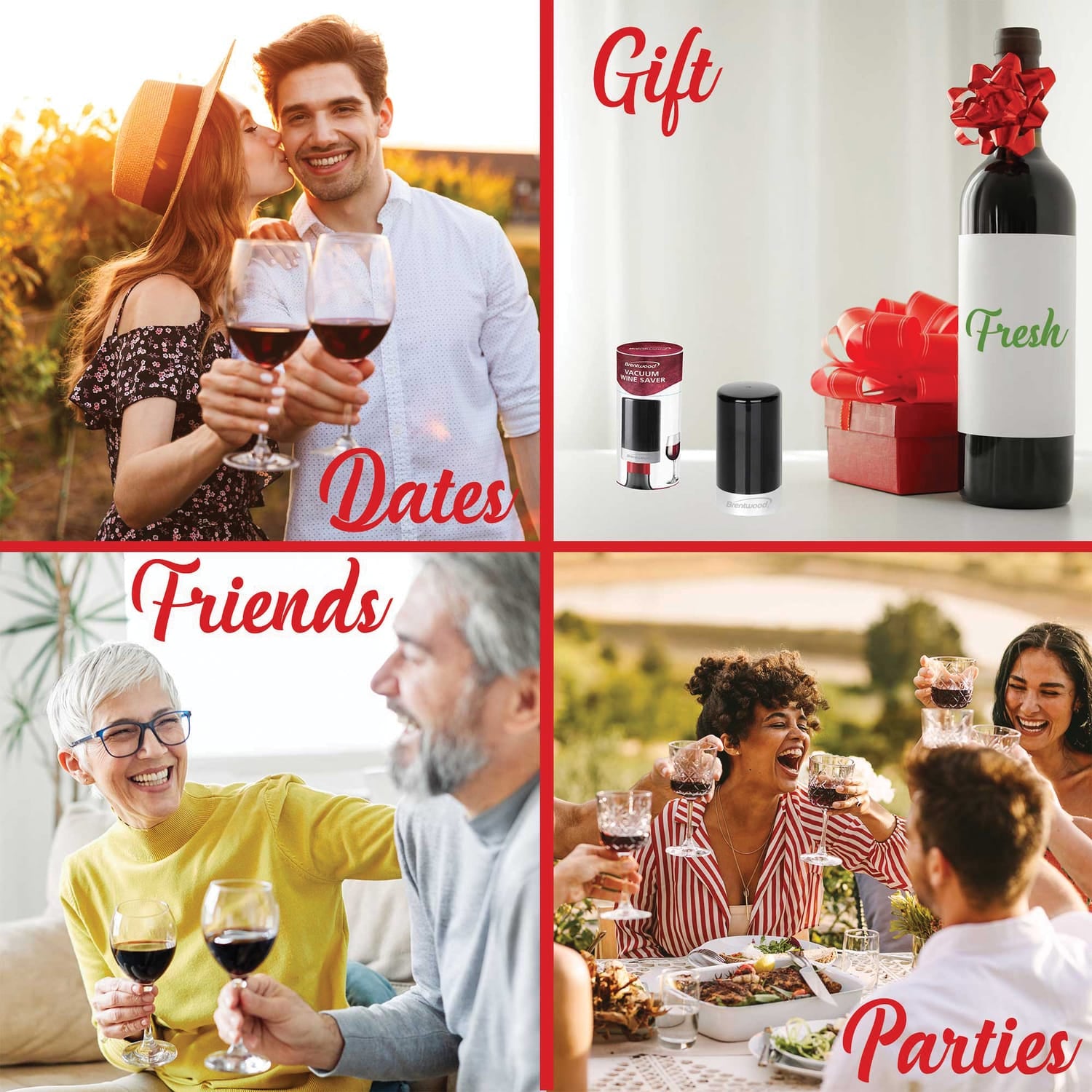 Brentwood Portable Automatic Vacuum Wine Preserver and Bottle Stopper