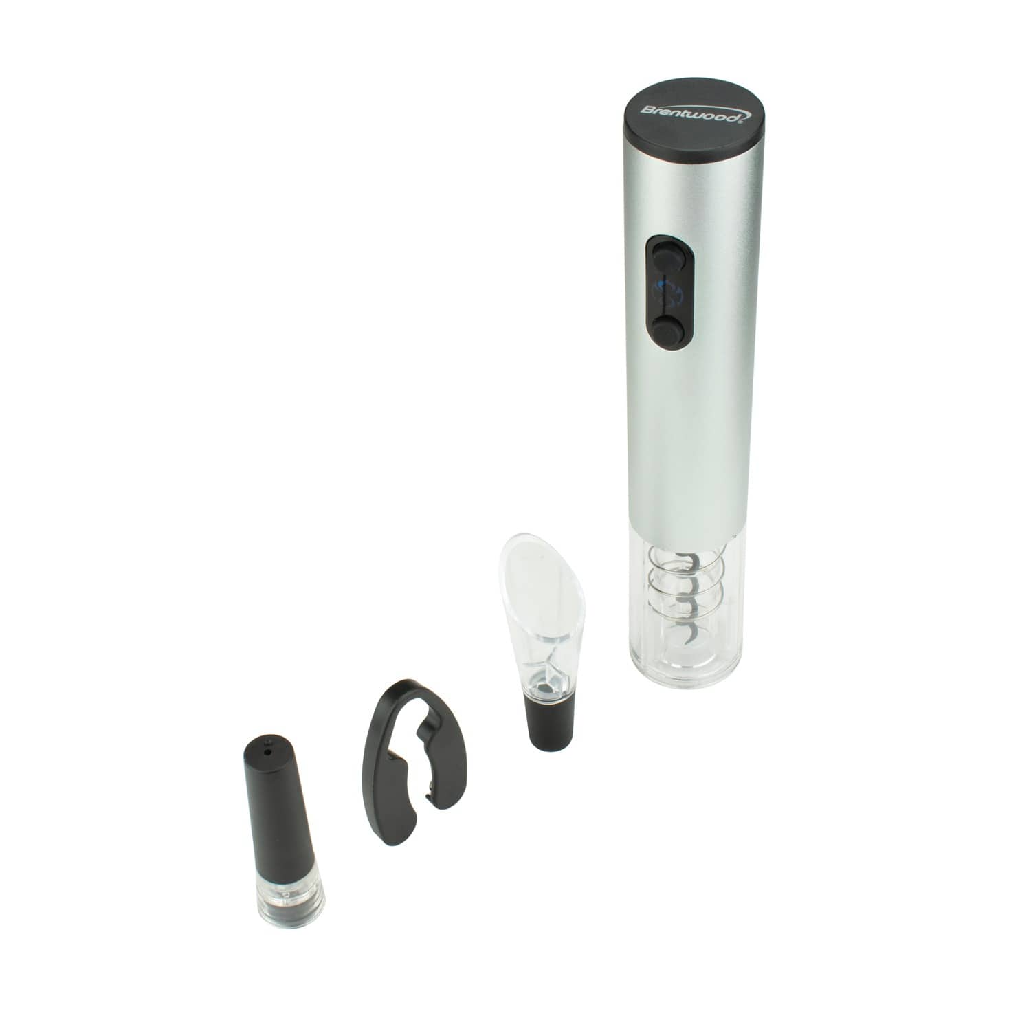 Brentwood Electric Wine Bottle Opener with Foil Cutter, Vacuum Stopper, and Aerator Pourer