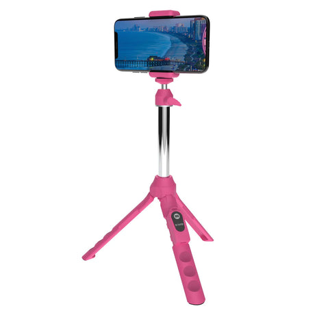 Bower 6-in-1 Multipod and Selfie Stick with Bluetooth Remote for Smartphones, Pink