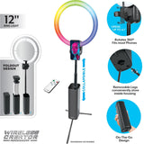 Bower Wireless Creator Collapsible 12-In. White and RGB Ring Light, Black
