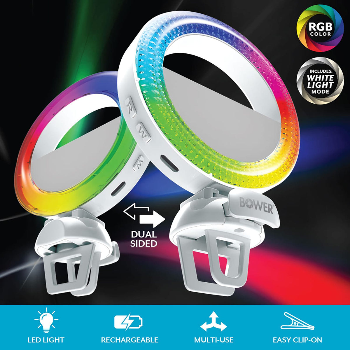 Bower Dual-Sided Phone-Clip LED Ring Light