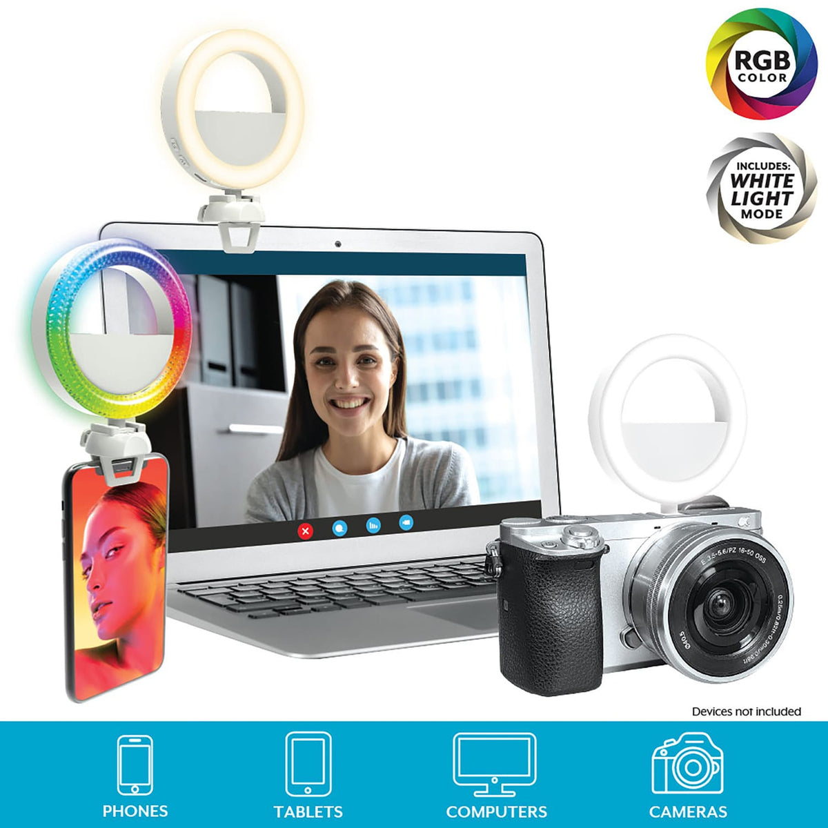 Bower Dual-Sided Phone-Clip LED Ring Light