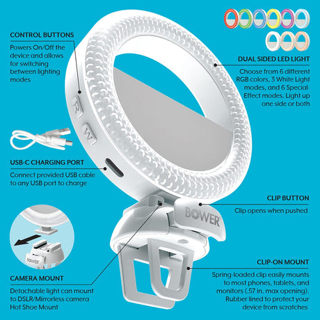 Bower Dual-Sided Phone-Clip LED Ring Light