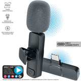 Bower Rechargeable Wireless Lapel Microphone with Windscreen, Clip, and USB-C Receiver