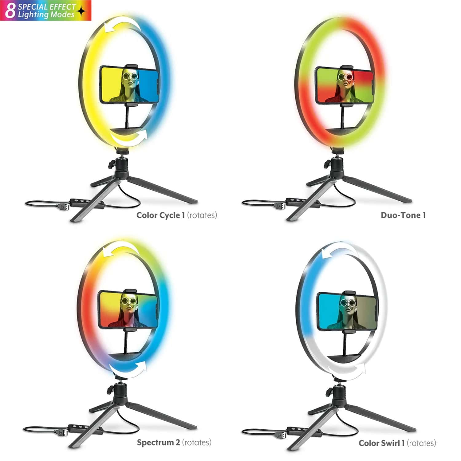 Bower 10-In. RGB Selfie Desktop Ring Light Studio Kit