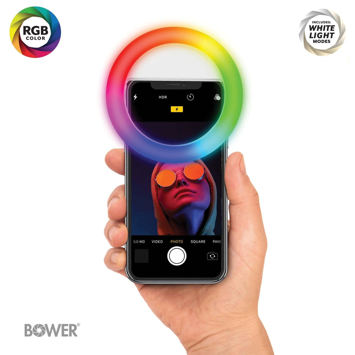 Bower RGB Clip-On Selfie LED Ring Light for Smartphones