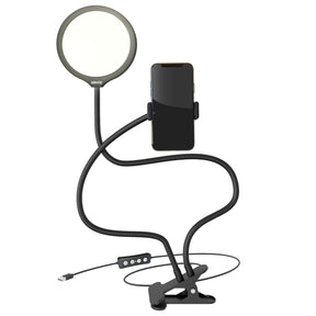 Bower 6-In. Dual-Arm Flexible-Panel LED Ring Light with Integrated Metal Clamp and In-Line Remote, USB Powered