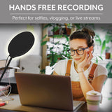 Bower 6-In. Dual-Arm Flexible-Panel LED Ring Light with Integrated Metal Clamp and In-Line Remote, USB Powered