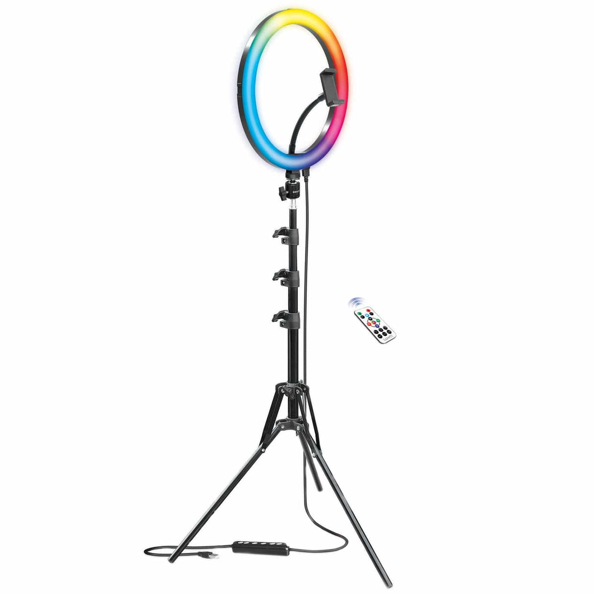 Bower RGB Selfie Ring Light Studio Kit with Wireless Remote Control and Tripod, 12 In.