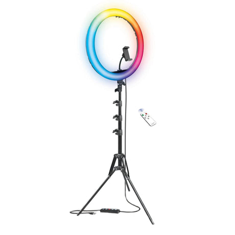 Bower RGB Selfie Ring Light Studio Kit with Wireless Remote Control and Tripod, 16 In.