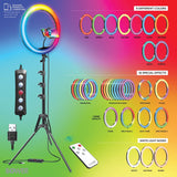 Bower RGB Selfie Ring Light Studio Kit with Wireless Remote Control and Tripod, 16 In.