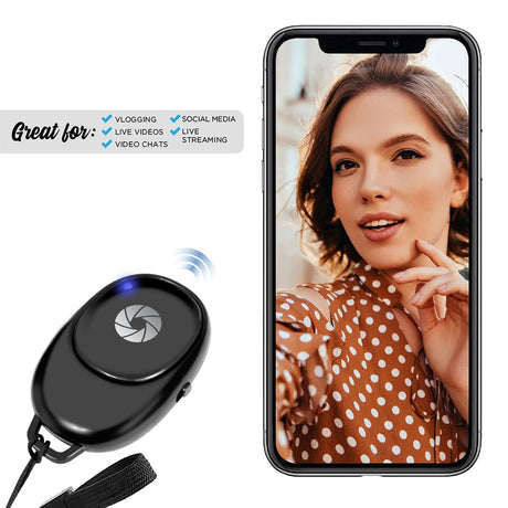 Bower Wireless Remote Shutter for Smartphones with Carrying Pouch, Black