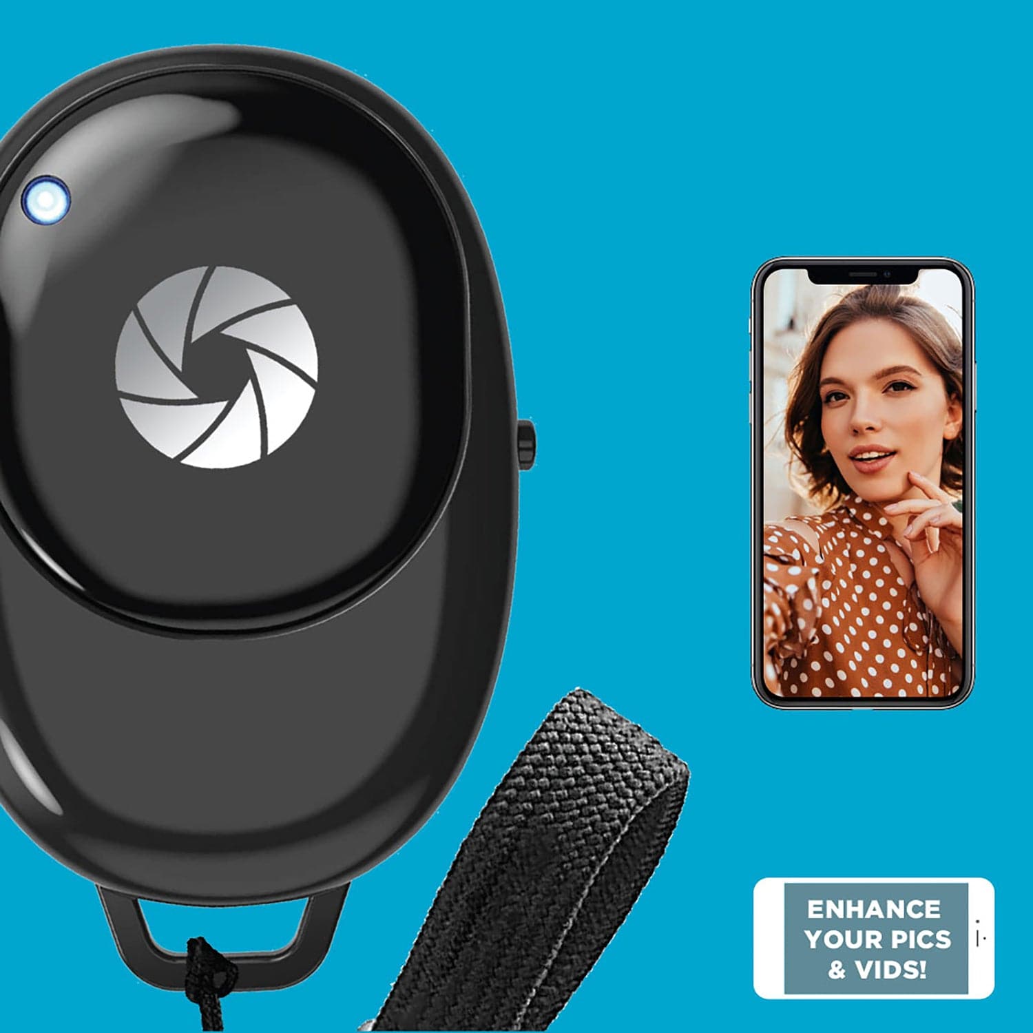 Bower Wireless Remote Shutter for Smartphones with Carrying Pouch, Black