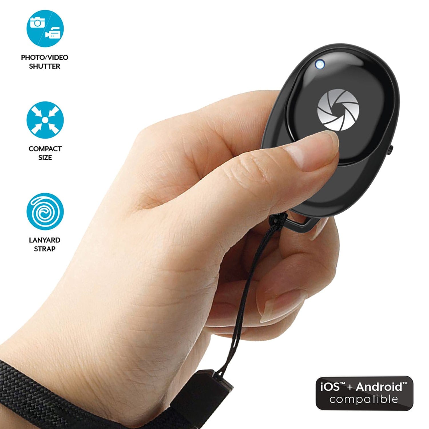 Bower Wireless Remote Shutter for Smartphones with Carrying Pouch, Black