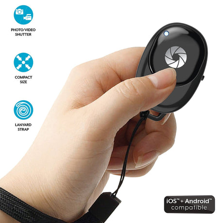 Bower Wireless Remote Shutter for Smartphones with Carrying Pouch, Black