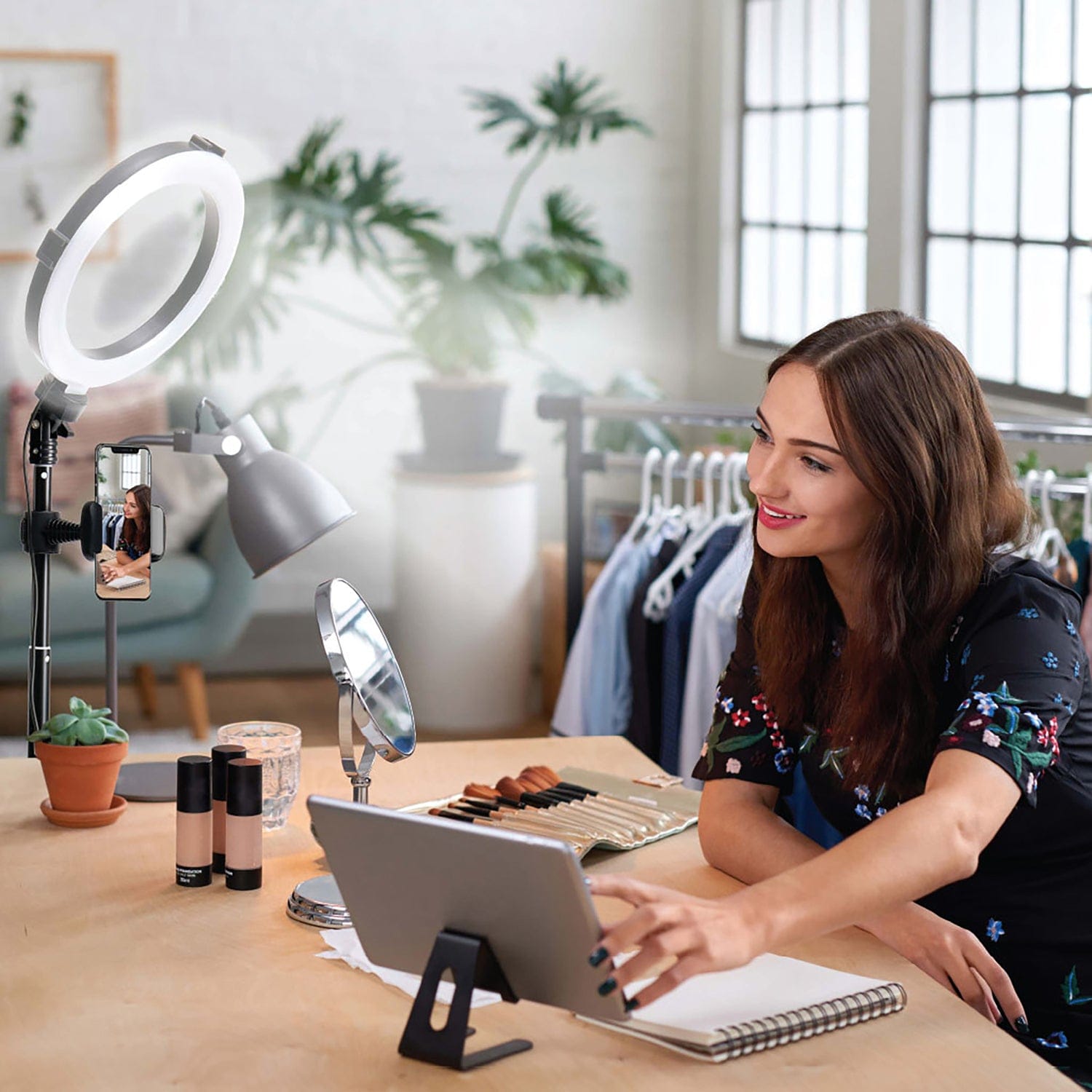 Bower 8-In. Selfie Ring Light Studio with 51-In. Tripod Stand and Phone Holder