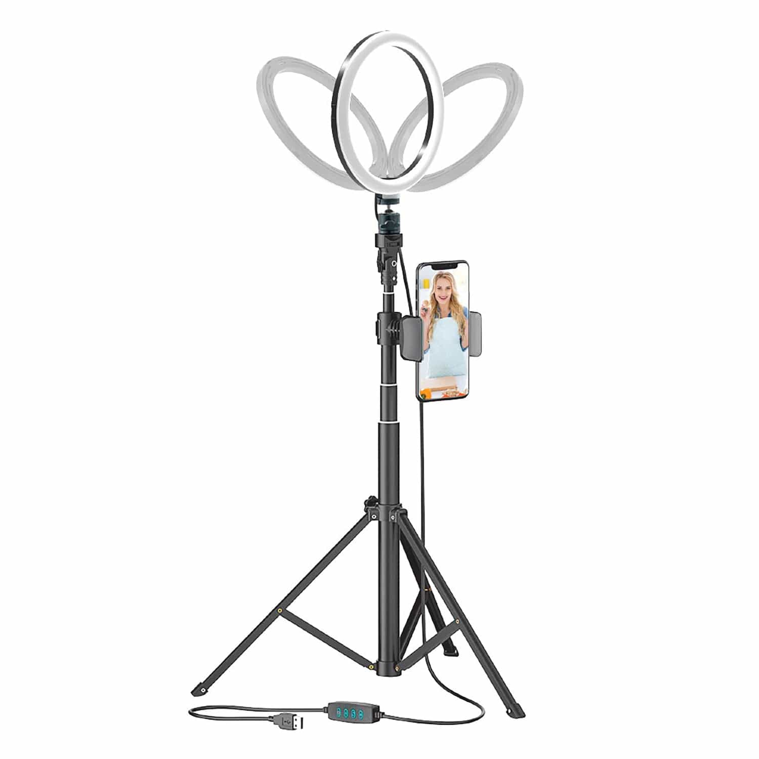 Bower 8-In. Selfie Ring Light Studio with 51-In. Tripod Stand and Phone Holder