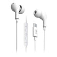 XYST Wired In-Ear Earphones with In-Line Microphone/Remote and USB-C Connector, XYS-EBTC15, White