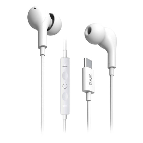 XYST Wired In-Ear Earphones with In-Line Microphone/Remote and USB-C Connector, XYS-EBTC15, White