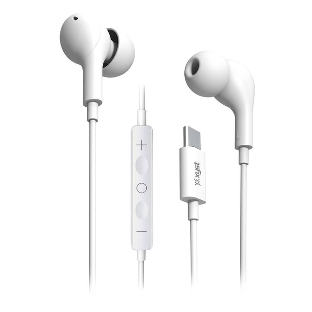 XYST Wired In-Ear Earphones with In-Line Microphone/Remote and USB-C Connector, XYS-EBTC15, White