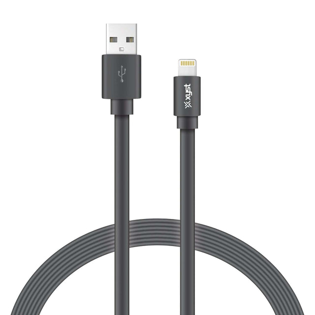 XYST Charge and Sync USB to Lightning Flat Cable, 4 Ft., Black