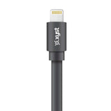 XYST Charge and Sync USB to Lightning Flat Cable, 4 Ft., Black