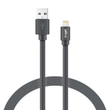 XYST Charge and Sync USB to Lightning Flat Cable, 4 Ft., Black