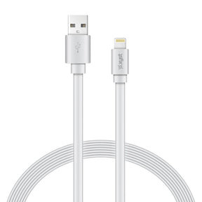 XYST Charge and Sync USB to Lightning Flat Cable, 4 Ft., White