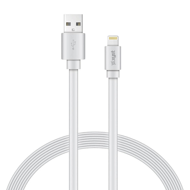 XYST Charge and Sync USB to Lightning Flat Cable, 4 Ft., White