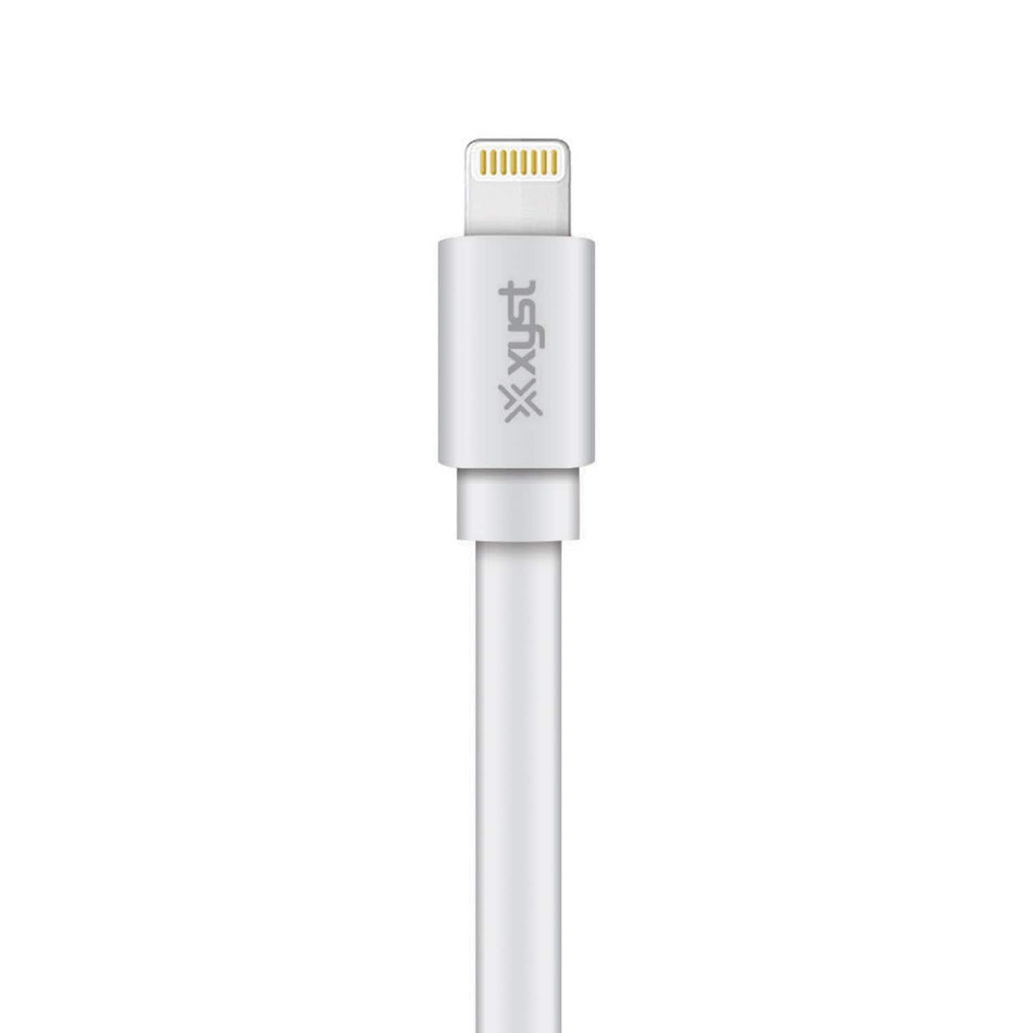 XYST Charge and Sync USB to Lightning Flat Cable, 4 Ft., White