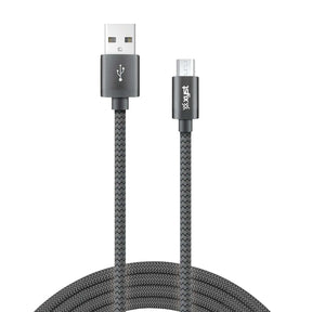 XYST Charge and Sync USB to Micro USB Braided Cable, 10 Ft., Black