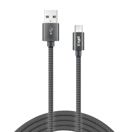 XYST Charge and Sync USB to Micro USB Braided Cable, 10 Ft., Black
