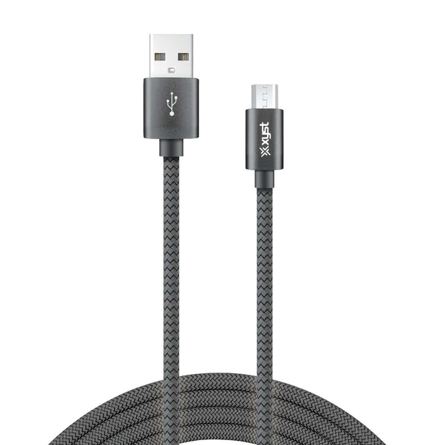 XYST Charge and Sync USB to Micro USB Braided Cable, 10 Ft., Black