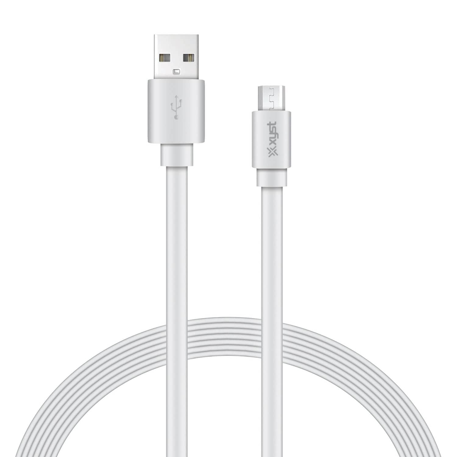 XYST Charge and Sync USB to Micro USB Flat Cable, 4 Ft., White