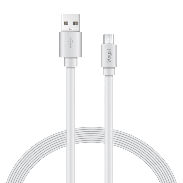 XYST Charge and Sync USB to Micro USB Flat Cable, 4 Ft., White