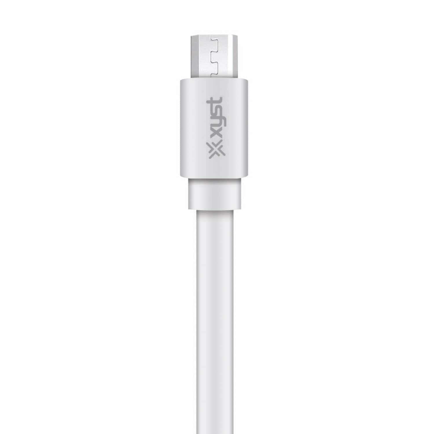 XYST Charge and Sync USB to Micro USB Flat Cable, 4 Ft., White