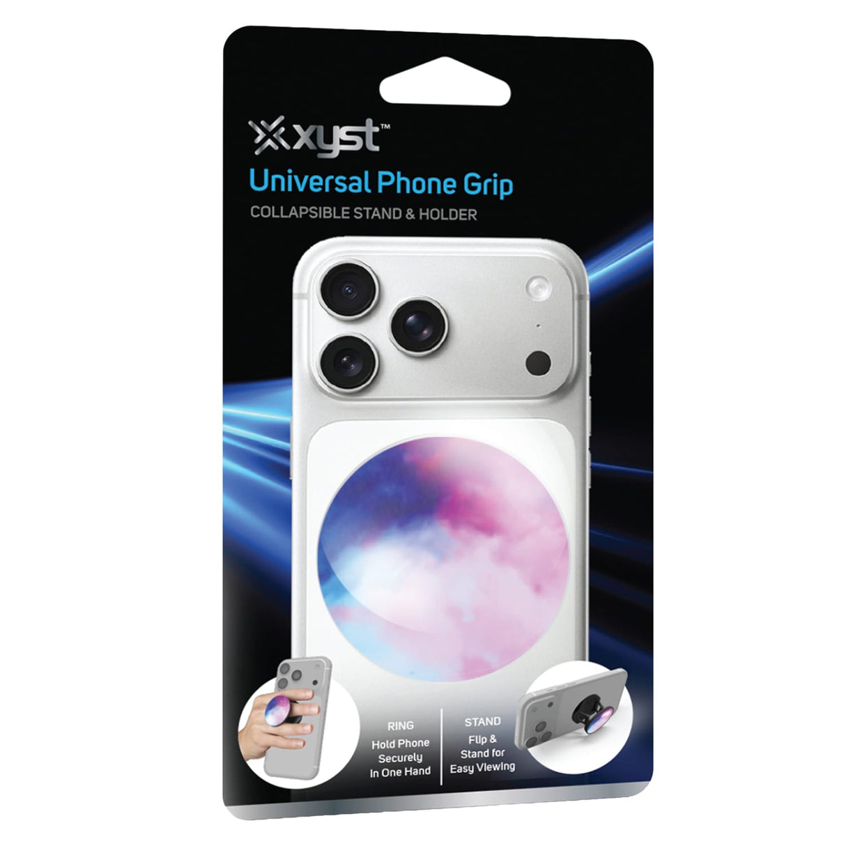 XYST Universal Phone Grip Collapsible Stand and Holder, Purple