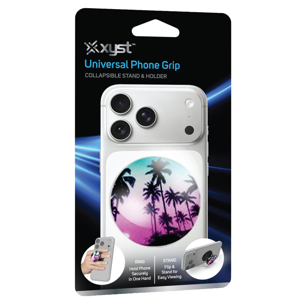 XYST Universal Phone Grip Collapsible Stand and Holder, Tropical